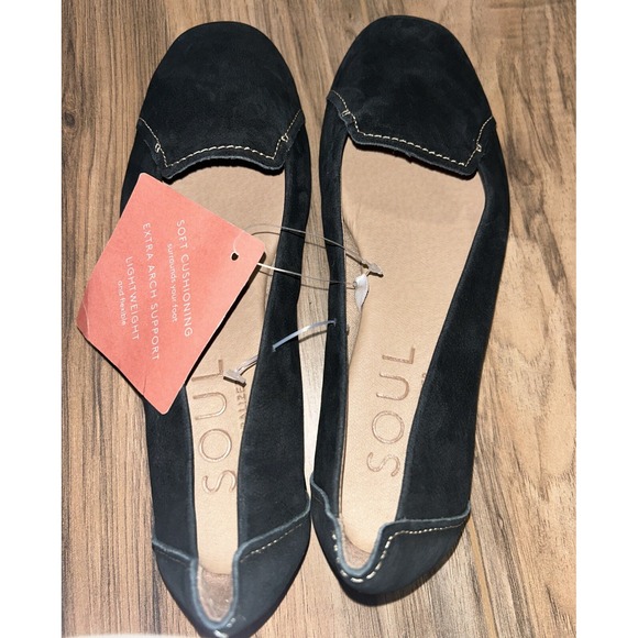 Size 6 SOUL Naturalizer Lauryn Black Leather Nubuck Casual Leather Loafers - Picture 7 of 8